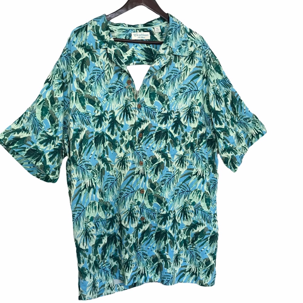 Caribbean Silk Blend Button Down Shirt
